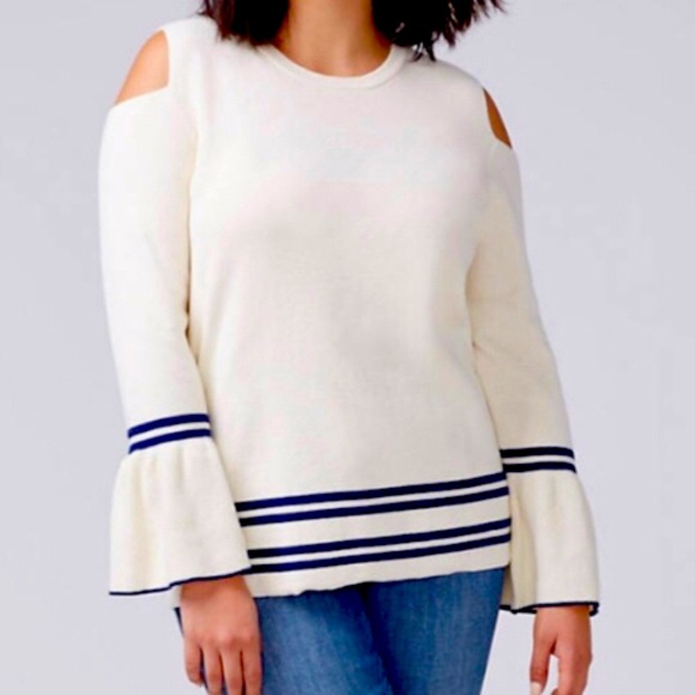 Lane Bryant Cream Cold Shoulder Sweater Size 22/24